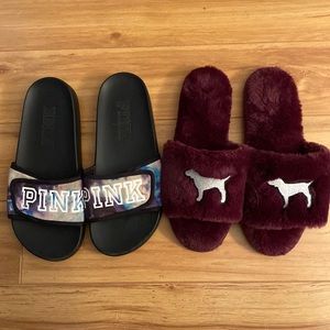 Pink by Victoria Secret - slides and slippers, size large